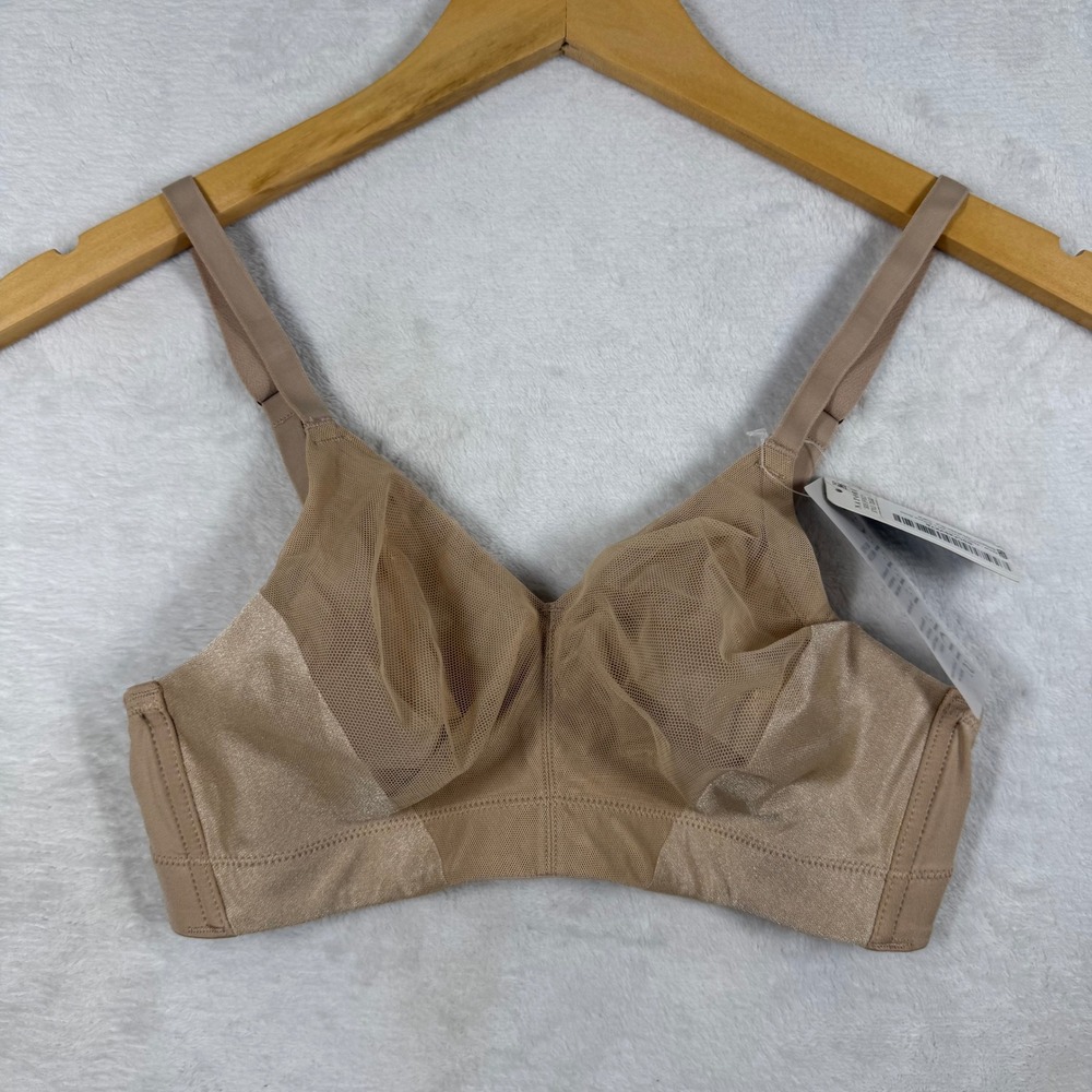 Natori Side Effect Wireless Side Support Bra 735332 Cafe Beige 32C New